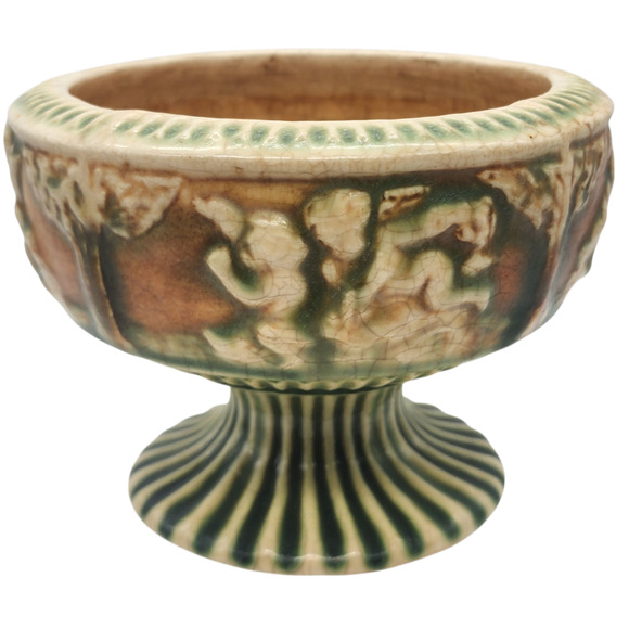 Vintage Early Roseville Pottery Donatello Pedestal Compote - Picture 1 of 7